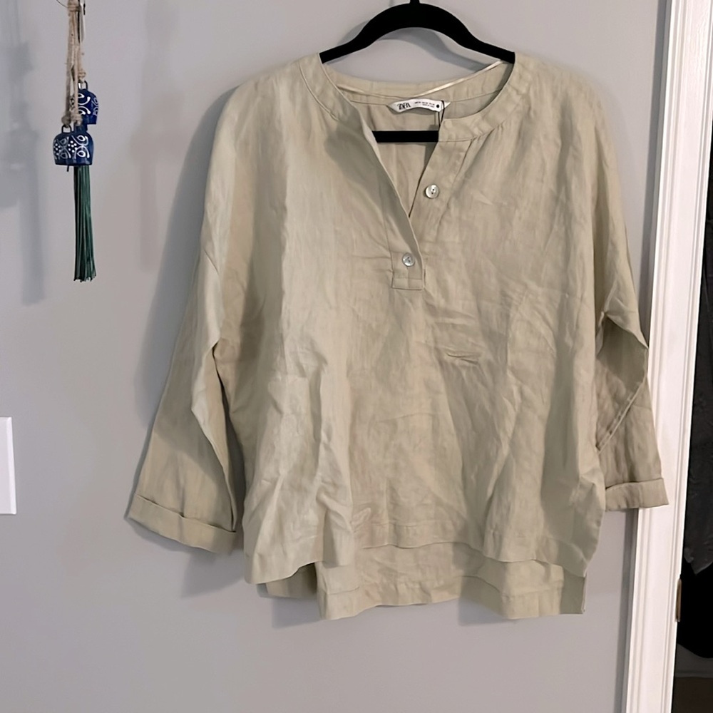 Zara linen boho XS button shirt